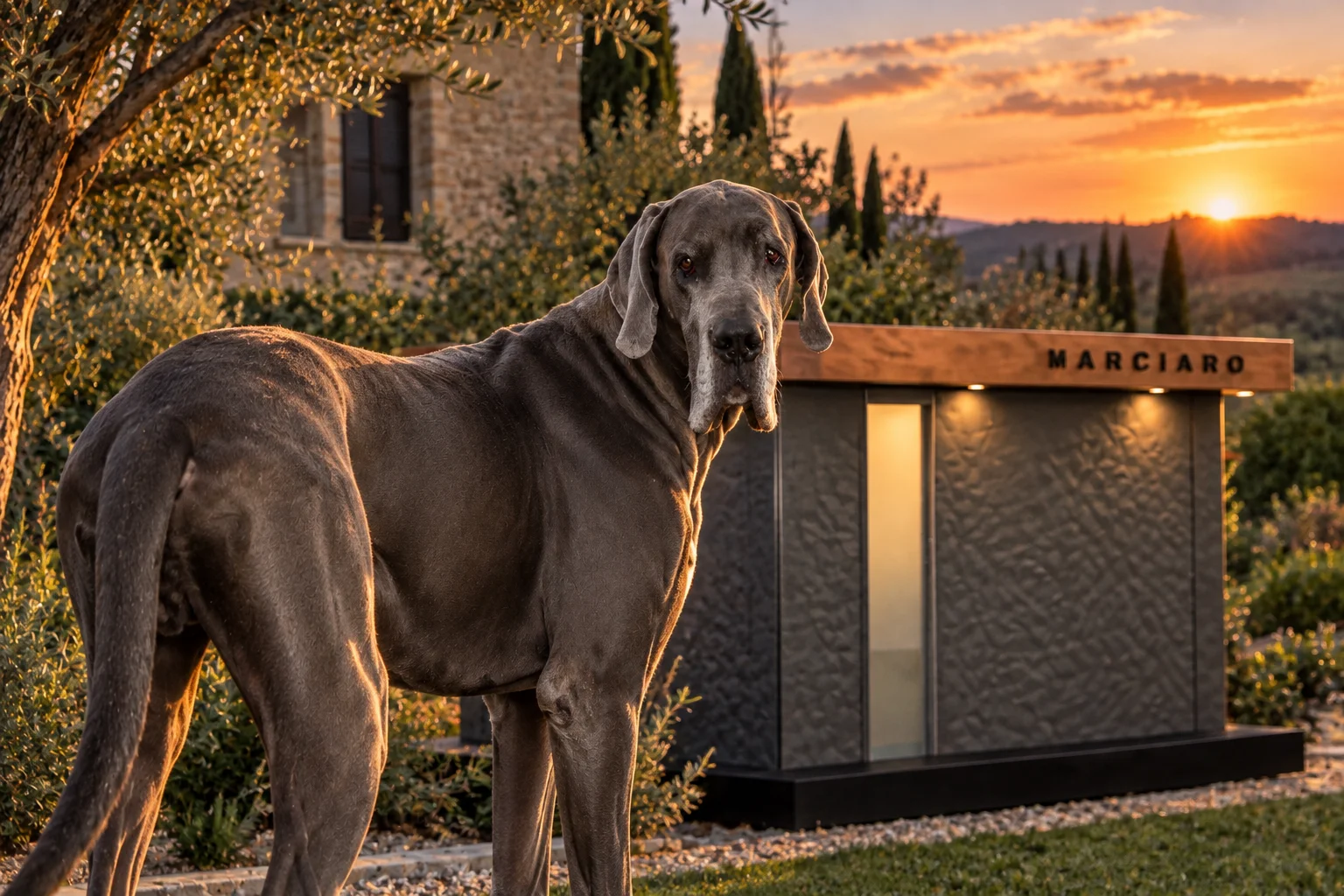 Foto reale di Brando con la Residenza Marciaro in giardino